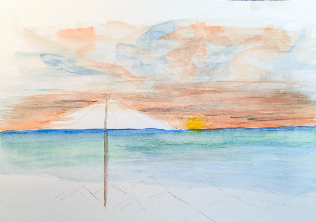 Sunset at Paradise Beach Bar. Rena Majori, Aglientu, Italy.