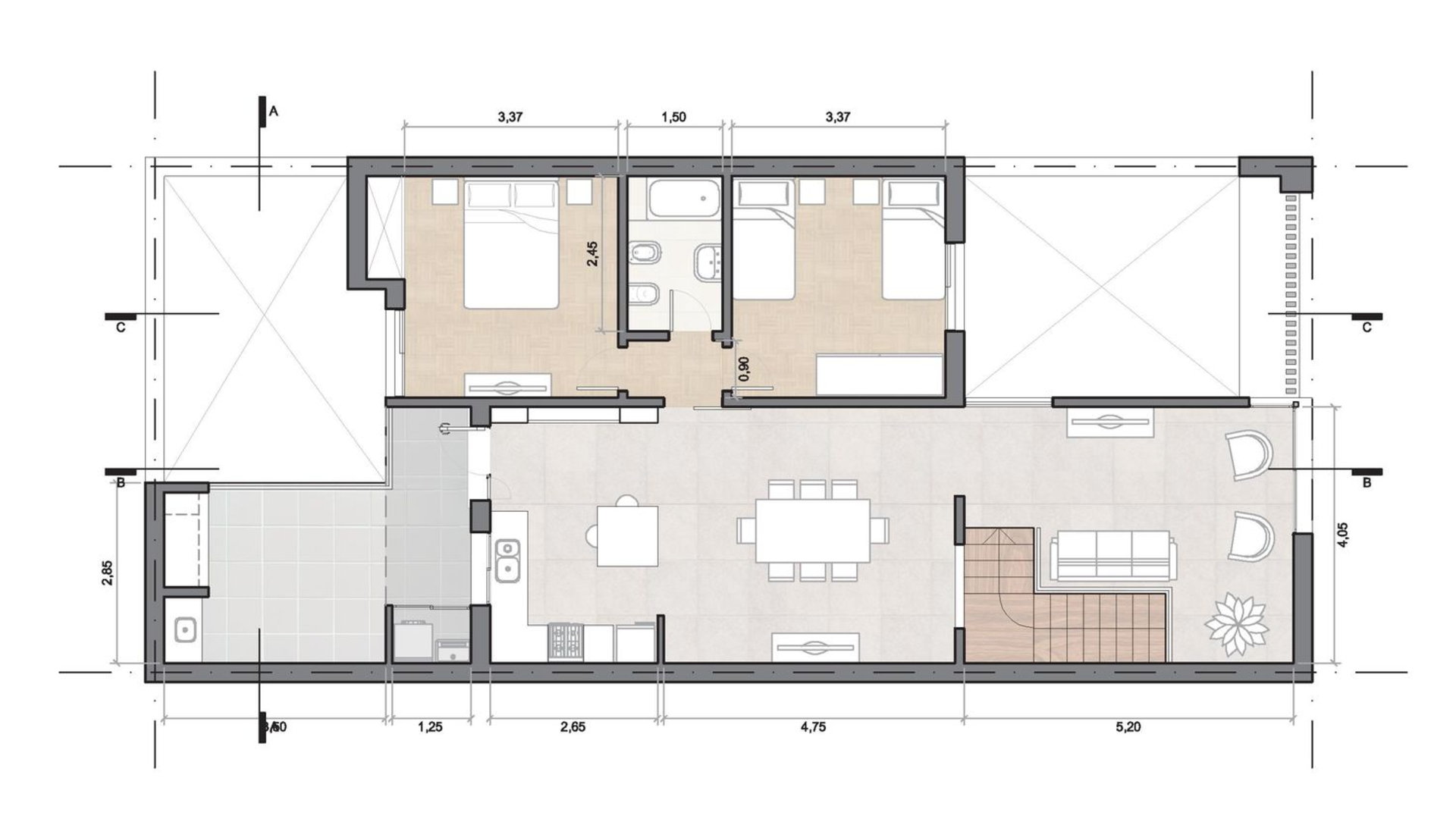Architectural floorplan of a house