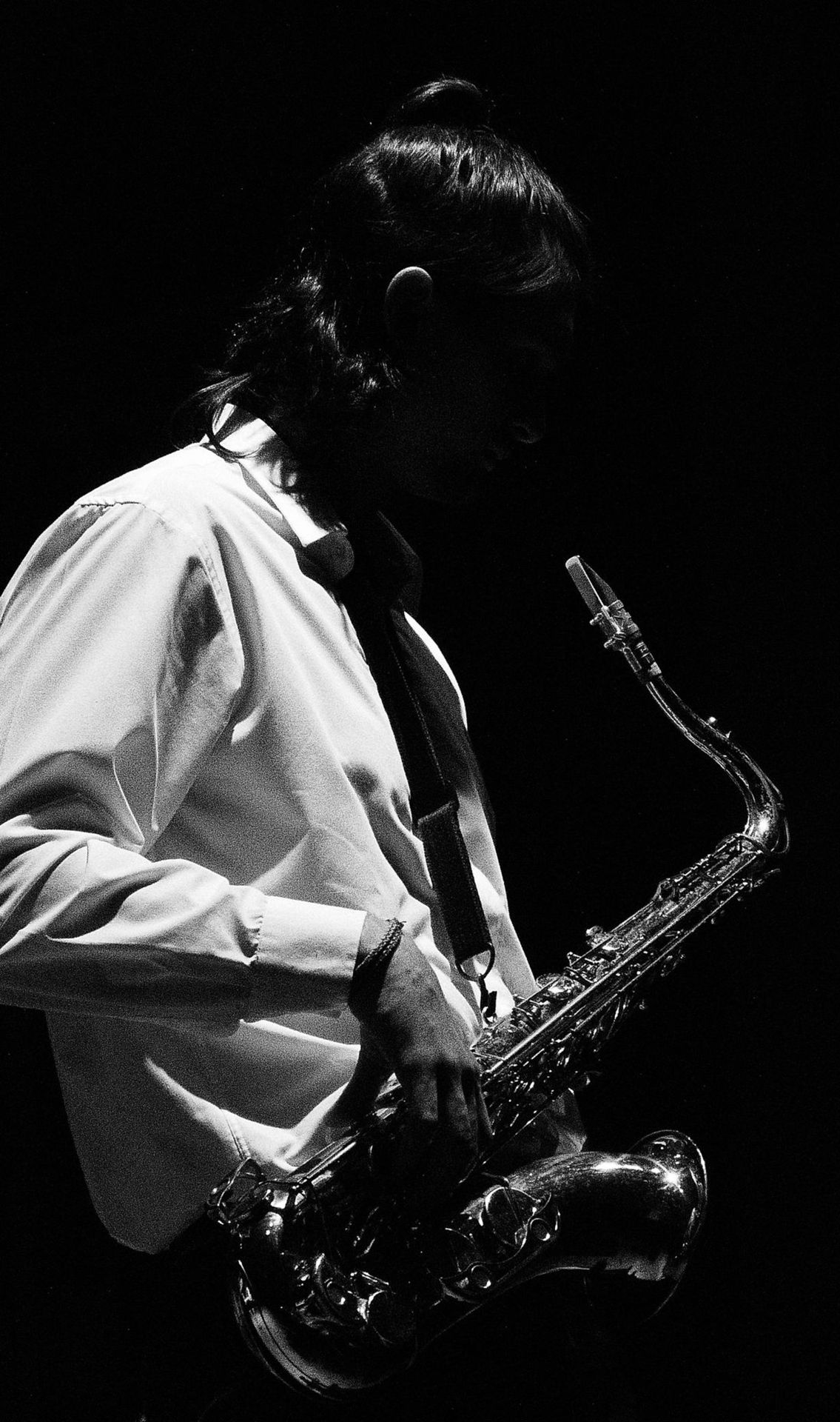 Franco Giardino playing saxophone, Santa Fe Jazz Ensamble