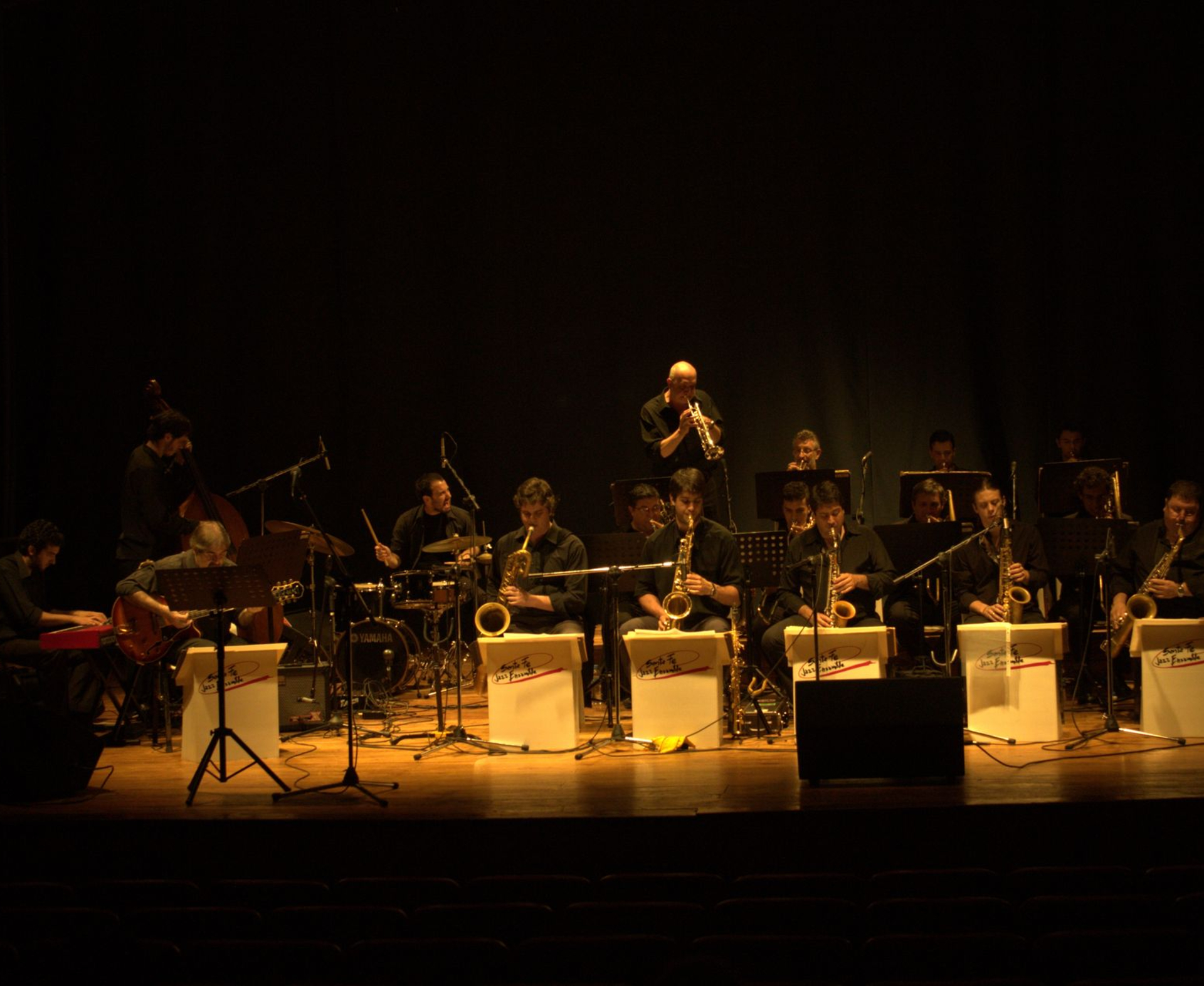 Franco Giardino playing saxophone, Santa Fe Jazz Ensamble